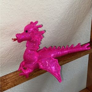 Pink metallic dragon stuffed plush